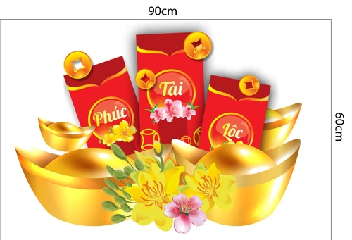Decal Trang Trí Tết Quý Mão Lì Xì Phúc Tài Lộc