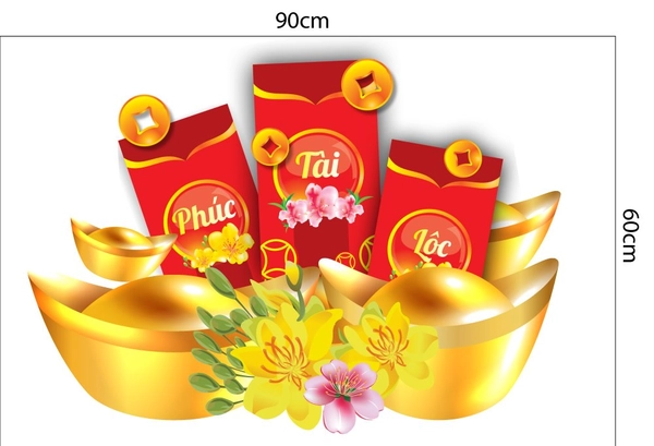 Decal Trang Trí Tết Quý Mão Lì Xì Phúc Tài Lộc