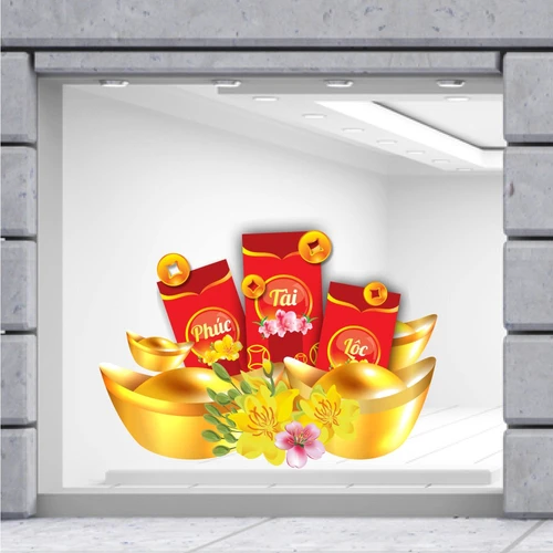Decal Trang Trí Tết Quý Mão Lì Xì Phúc Tài Lộc