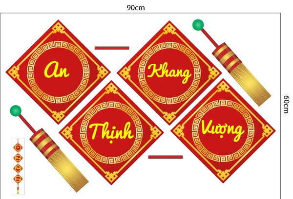 Decal Trang Trí Tết  Liễn An Khang Thịnh Vượng