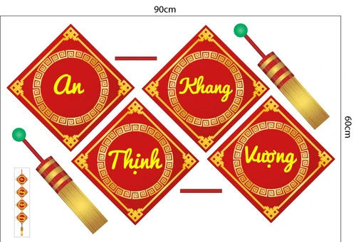 Decal Trang Trí Tết Quý Mão Liễn An Khang Thịnh Vượng