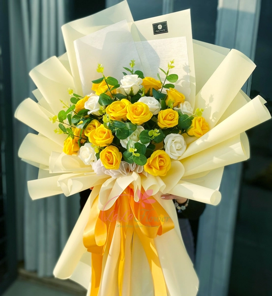 Bó 35 bông hoa hồng sáp thơm