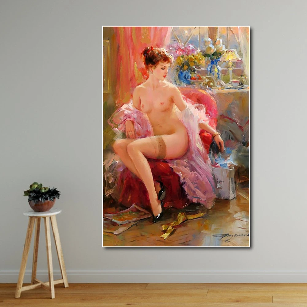 Tranh treo tường sơn dầu thiếu nữ khỏa thân 42