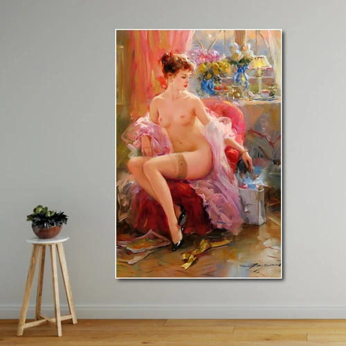 Tranh treo tường sơn dầu thiếu nữ khỏa thân 42