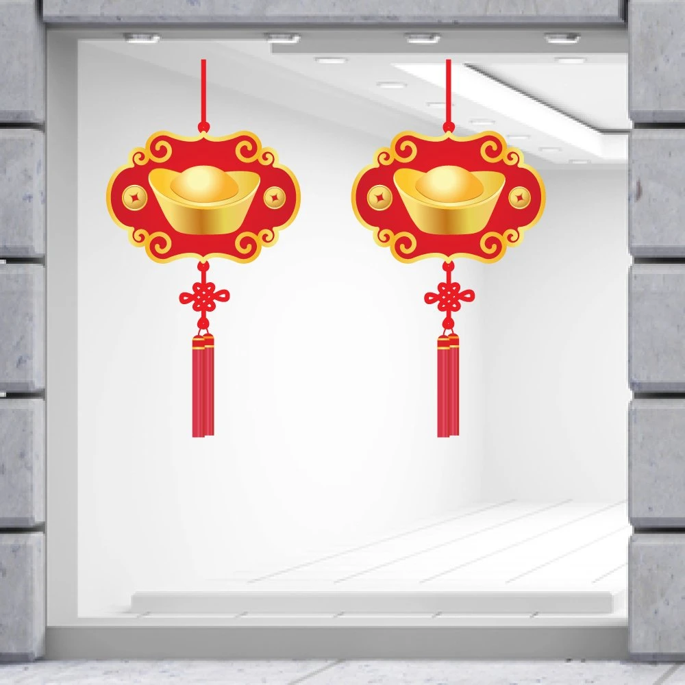 Decal Trang Trí Tết Quý Mão Lộc Treo Thỏi Vàng