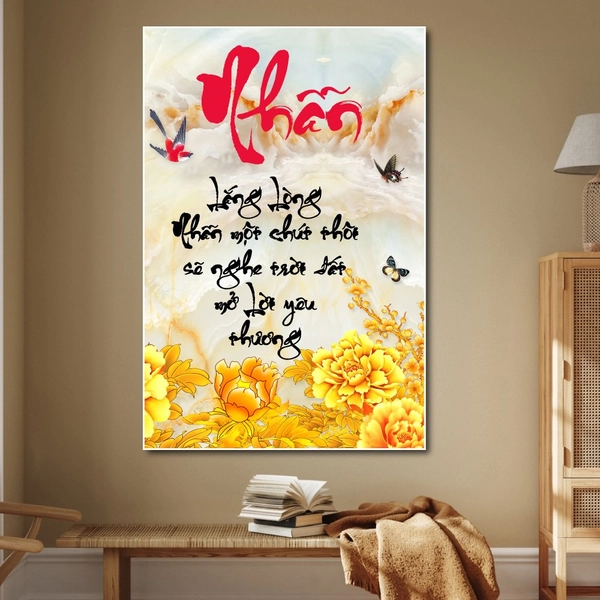 Tranh Treo Tường Thư Pháp Nhẫn Để Yêu Thương