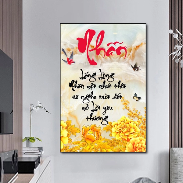 Tranh Treo Tường Thư Pháp Nhẫn Để Yêu Thương