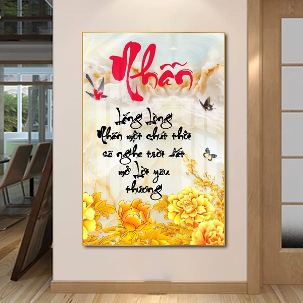 Tranh Treo Tường Thư Pháp Nhẫn Để Yêu Thương