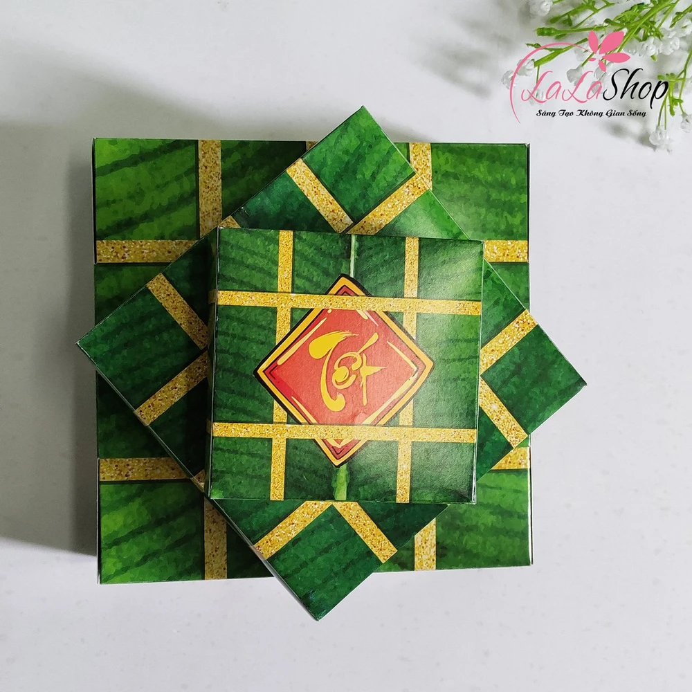 Mô hình bánh chưng giấy phụ kiện decor trang trí tết