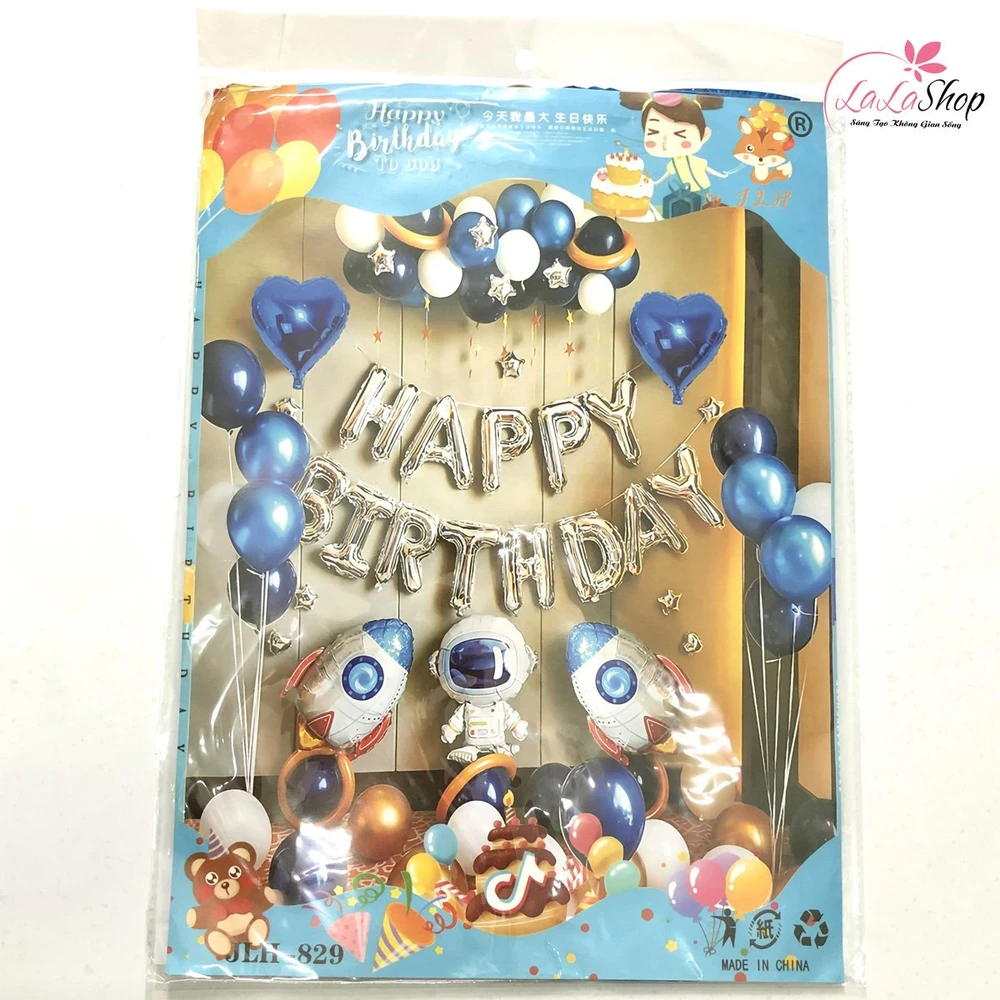 Bộ Bong bóng sinh nhật phi hành gia vũ trụ phụ kiện trang trí sinh nhật