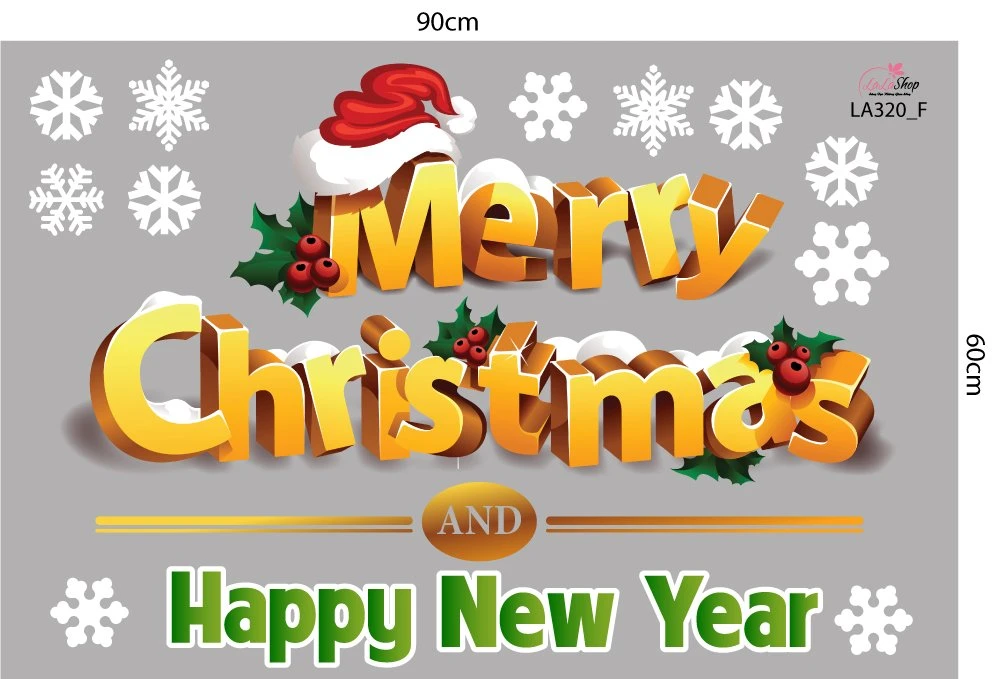 Combo Decal Trang Trí Noel Ông Già Noel Và Cây Thông Vàng