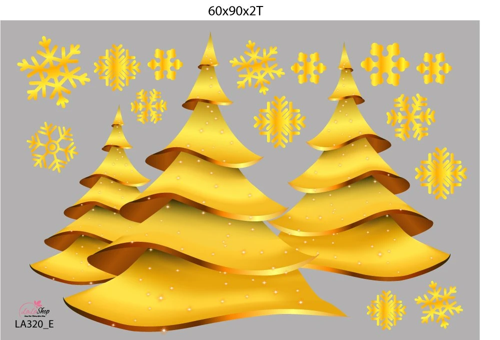 Combo Decal Trang Trí Noel Ông Già Noel Và Cây Thông Vàng
