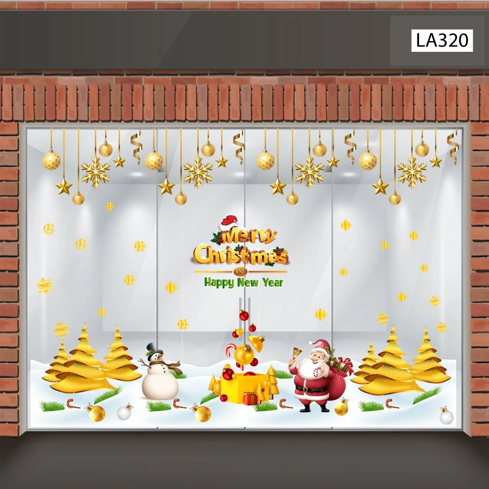 Combo Decal Trang Trí Noel Ông Già Noel Và Cây Thông Vàng