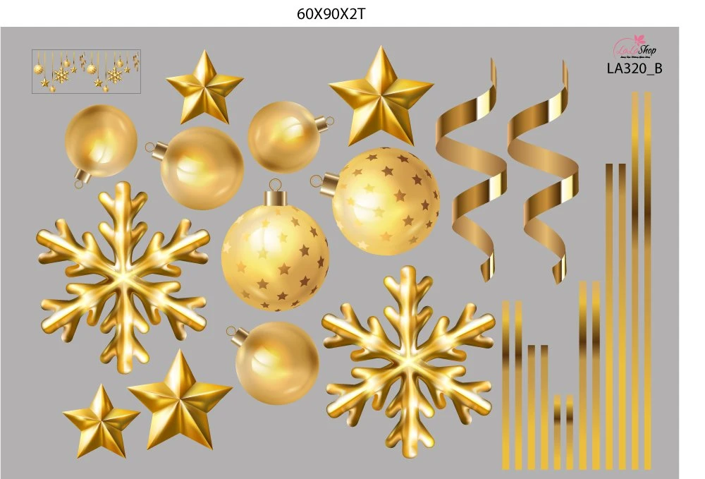 Combo Decal Trang Trí Noel Ông Già Noel Và Cây Thông Vàng