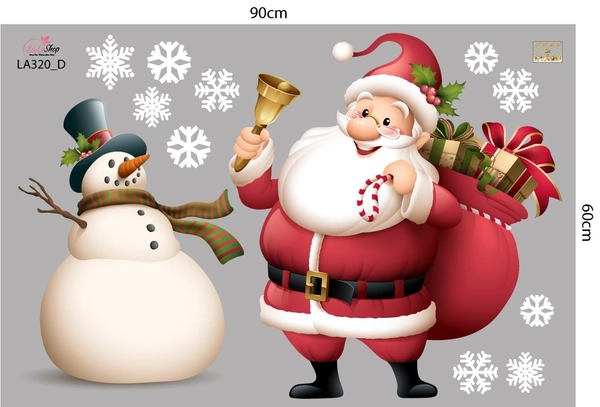 Combo Decal Trang Trí Noel Ông Già Noel Và Cây Thông Vàng