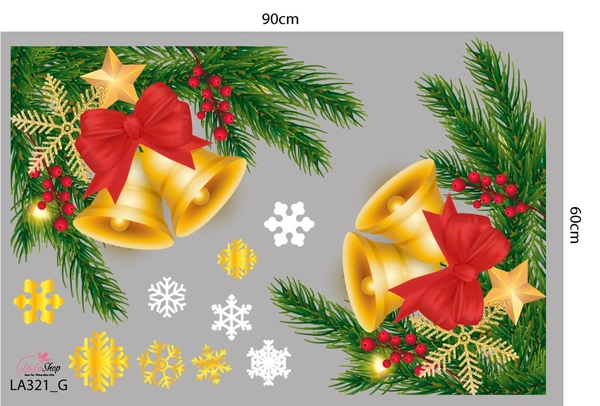 Combo Decal Trang Trí Noel Cây Thông Vàng Và Những Người Bạn