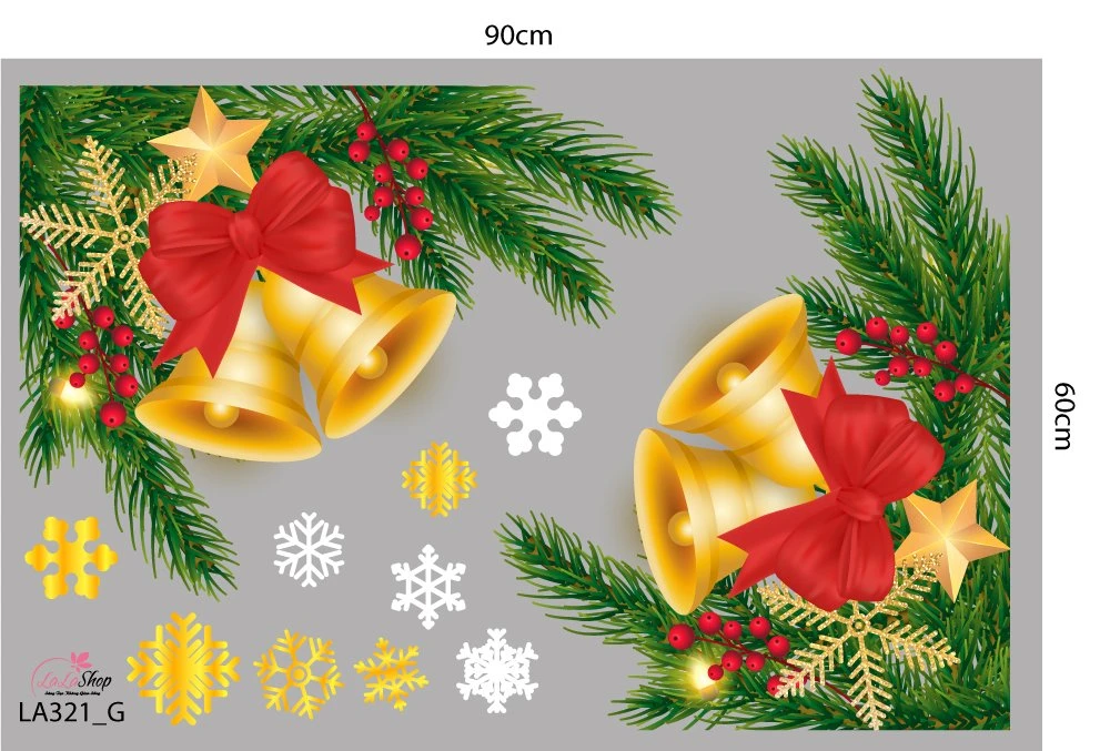 Combo Decal Trang Trí Noel Cây Thông Vàng Và Những Người Bạn