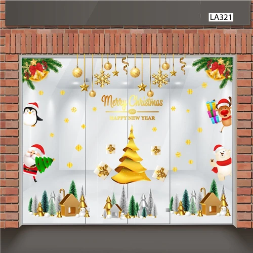 Combo Decal Trang Trí Noel Cây Thông Vàng Và Những Người Bạn