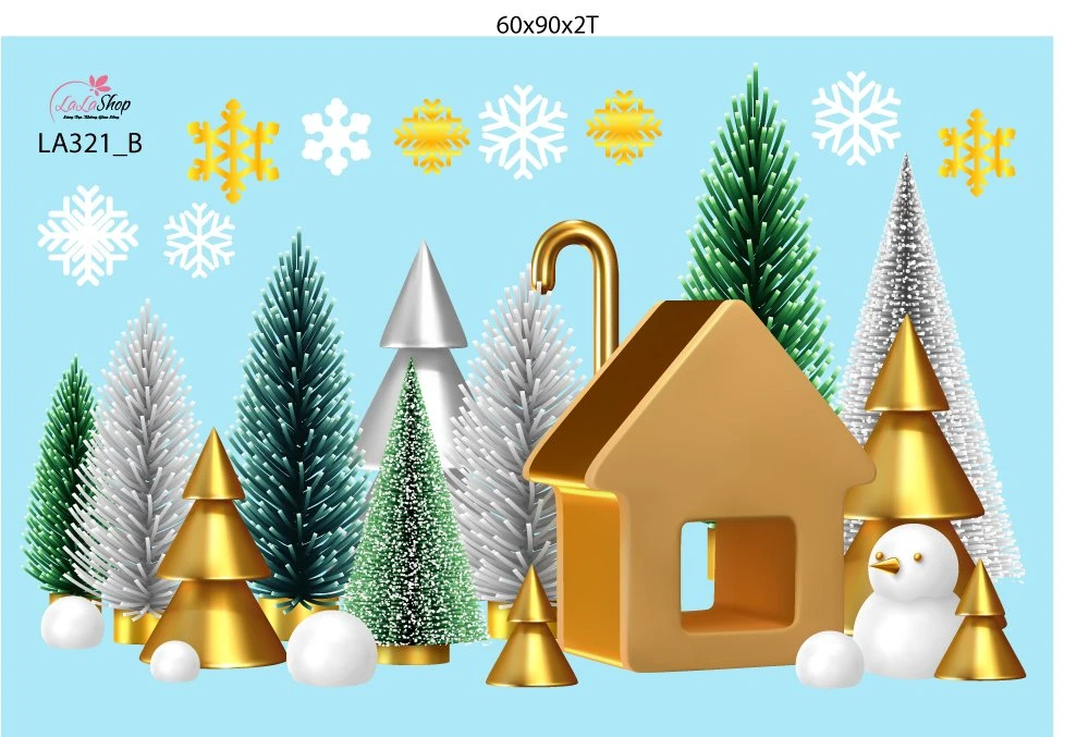Combo Decal Trang Trí Noel Cây Thông Vàng Và Những Người Bạn