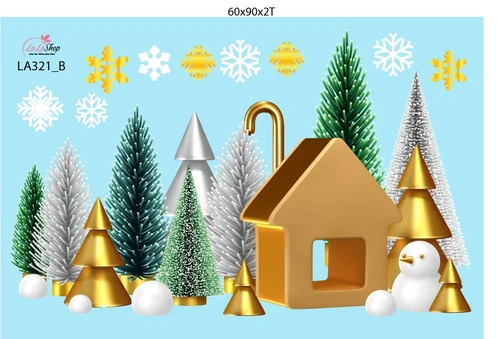 Combo Decal Trang Trí Noel Cây Thông Vàng Và Những Người Bạn