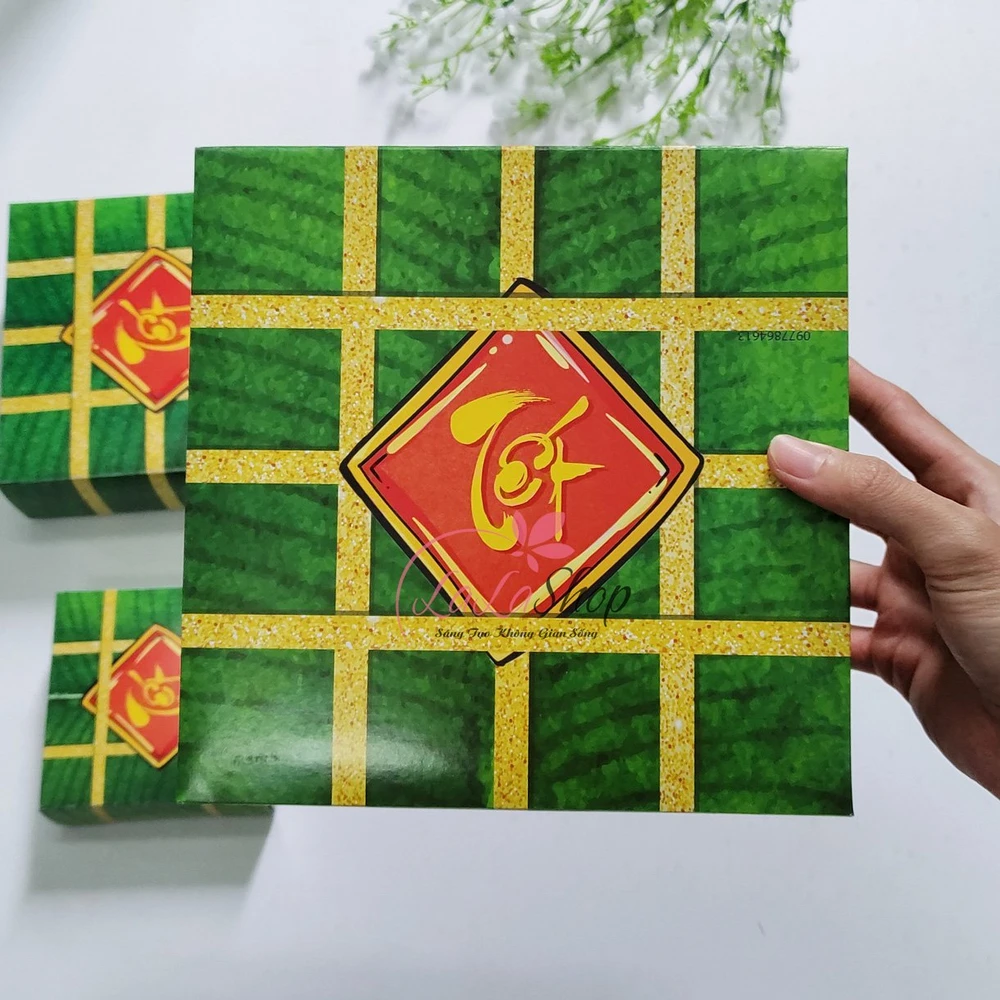 Mô hình bánh chưng giấy phụ kiện decor trang trí tết