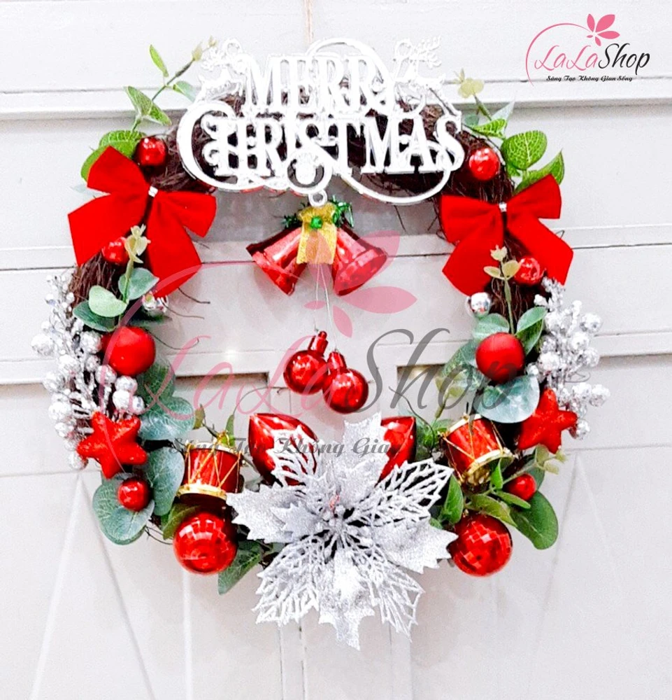 Vòng Nguyệt Quế Trang Merry Christmas Trí Noel 44 - 30cm