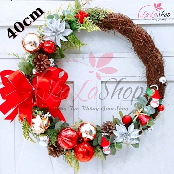 Vòng Nguyệt Quế Trang Trí Merry Christmas Noel 43 - 40cm