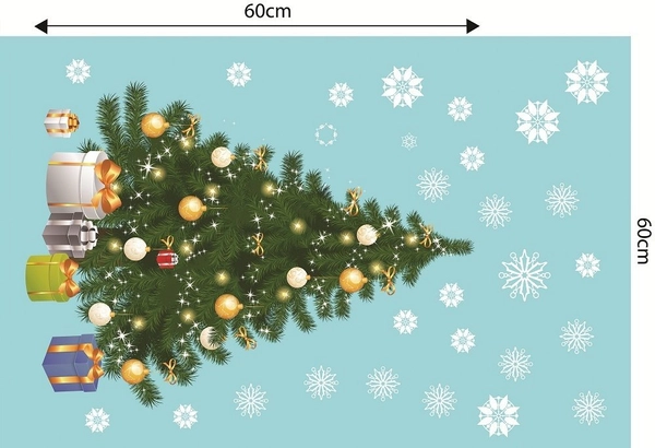 Decal dán tường Combo người tuyết và cây thông xanh