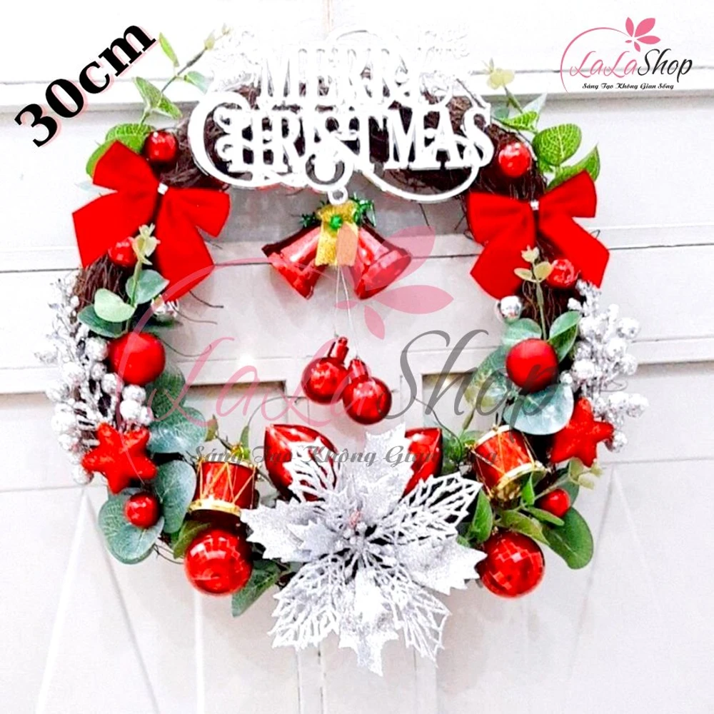 Vòng Nguyệt Quế Trang Merry Christmas Trí Noel 44 - 30cm