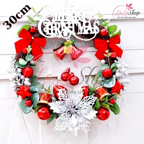 Vòng Nguyệt Quế Trang Merry Christmas Trí Noel 44 - 30cm