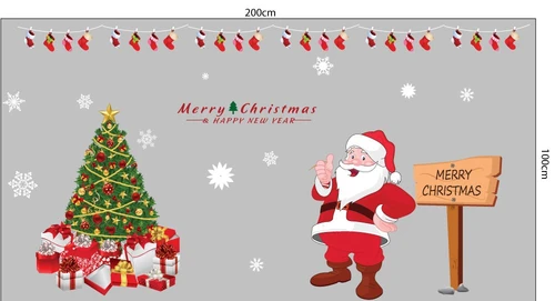 Decal dán tường Combo Ông già Noel và cây thông xanh 2 (1 bộ 3 tấm)