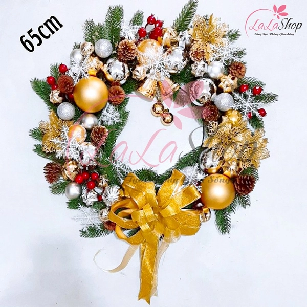 Vòng nguyệt quế sắc vàng trang trí noel