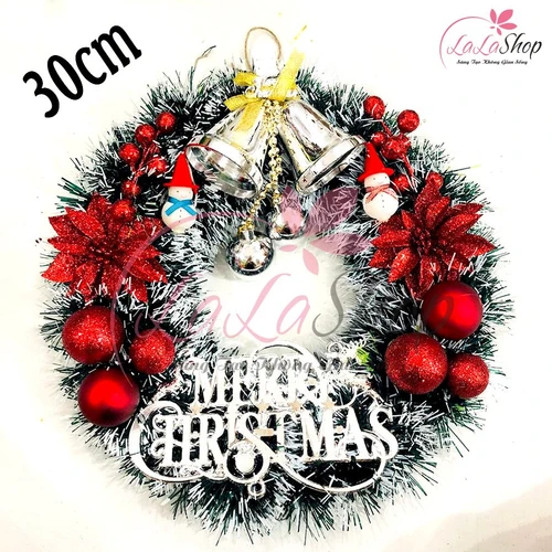 Vòng nguyệt quế tam sắc trang trí noel
