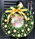 Vòng nguyệt quế Merry Christmas 65cm nhiều quả châu sắc vàng trang trí noel