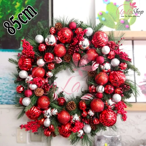 Vòng nguyệt quế sắc đỏ rực rỡ trang trí noel