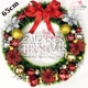 Vòng Nguyệt Quế Trang Trí Noel Nơ Đỏ Lớn Kèm Chữ Merry Christmas 27 - 65cm