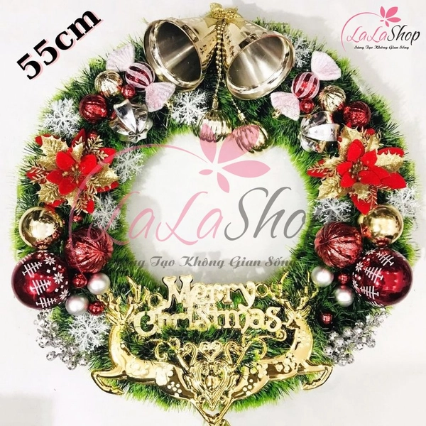 Vòng Nguyệt Quế Trang Trí Noel Merry Christmas 32 - 55cm