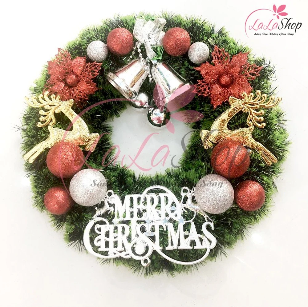 Vòng nguyệt quế trang trí noel nai vàng