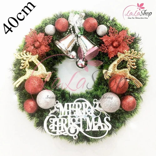 Vòng nguyệt quế trang trí noel nai vàng