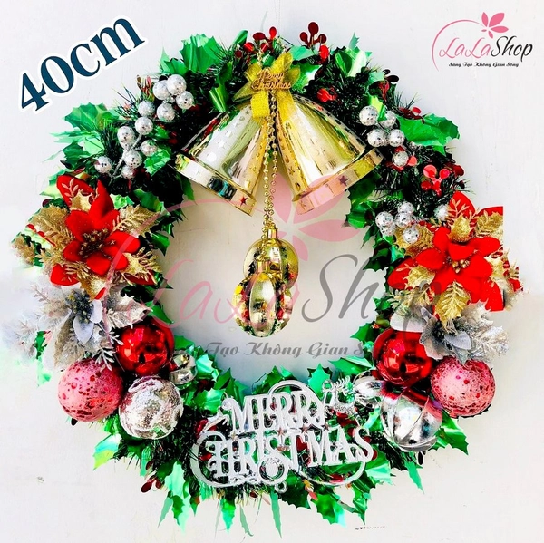 Vòng Nguyệt Quế Trang Trí Noel Tam Sắc