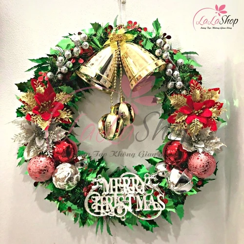 Vòng Nguyệt Quế Trang Trí Noel Tam Sắc