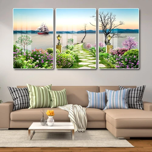 Tranh treo tường phong cảnh biển và hoa