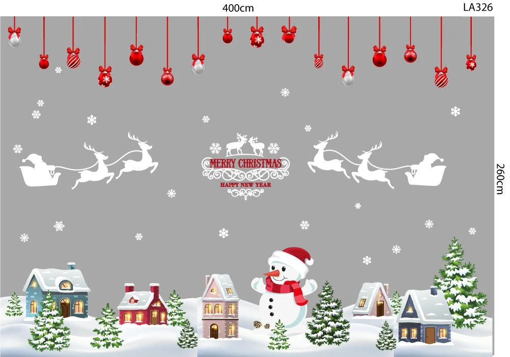 Combo Decal Trang Trí Noel Người Tuyết Và Thành Phố Tuyết Trắng