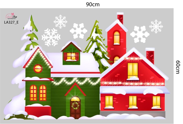 Combo Decal Trang Trí Noel Thành Phố Giáng Sinh Vui Nhộn