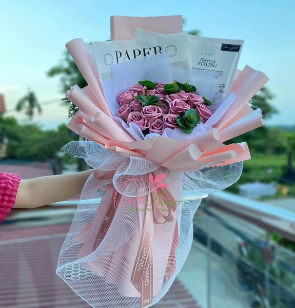 Bó hoa hồng sáp thơm 15 bông yêu thương đong đầy quà tặng kỷ niệm cho nữ