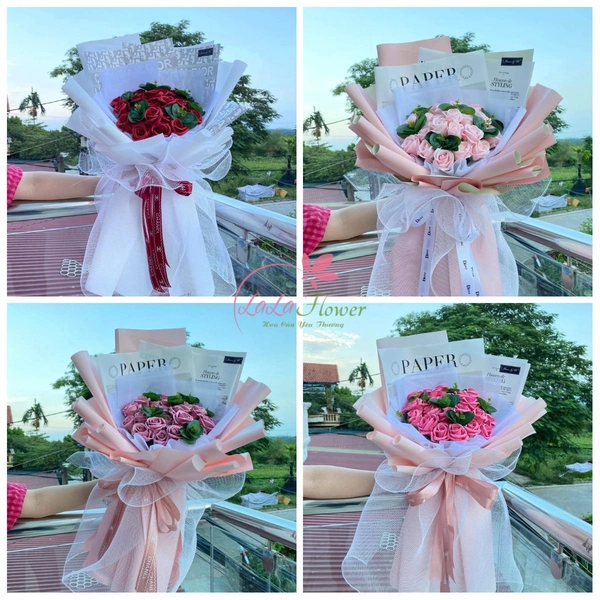 Bó hoa hồng sáp thơm 15 bông yêu thương đong đầy quà tặng kỷ niệm cho nữ