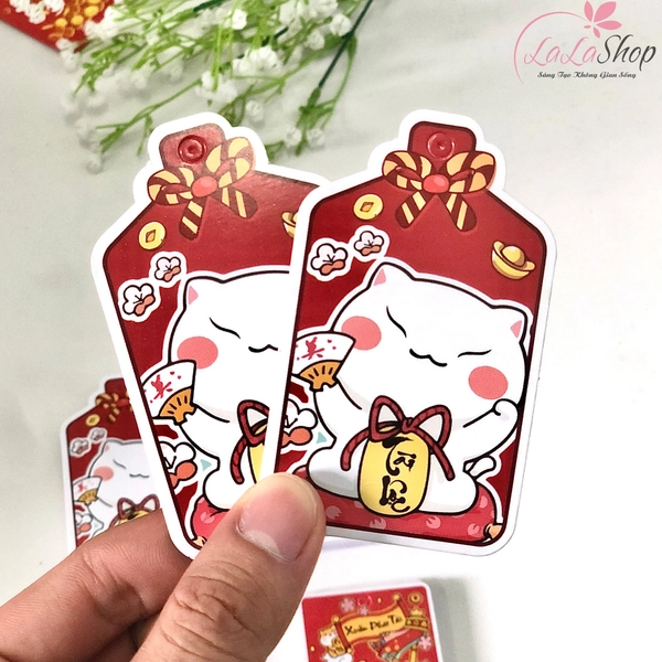 Combo 10 thẻ bài mèo thần tài phụ kiện treo trang trí tết