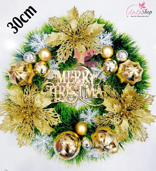 Vòng Nguyệt Quế Trang Trí Noel Merry Christmas 16 - 30cm