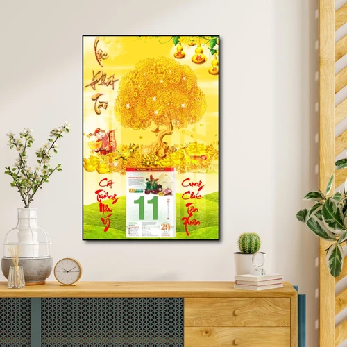 Lịch Tết Tranh Tráng Gương Treo Tường Lộc Phát Tài 2023