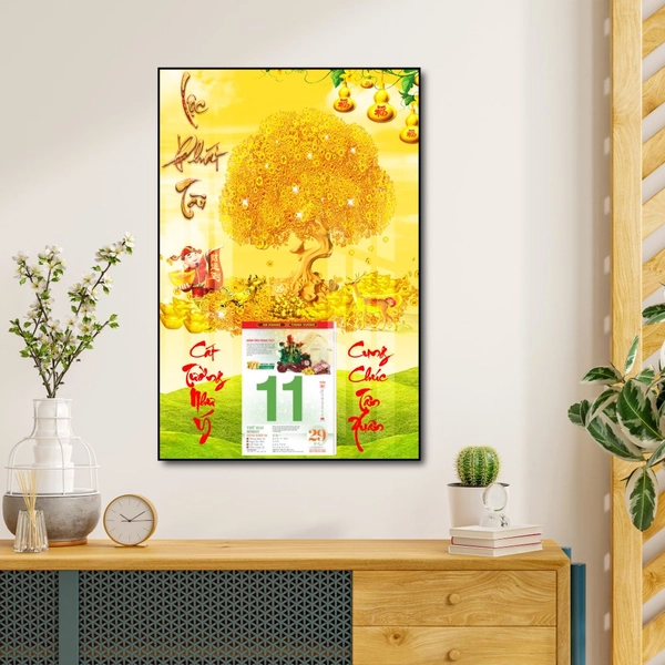 Lịch Tết Tranh Tráng Gương Treo Tường Lộc Phát Tài